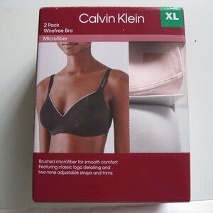 Calvin Klein 2 pack wirefree bra 2-tone adjustable straps and trims  M or XL